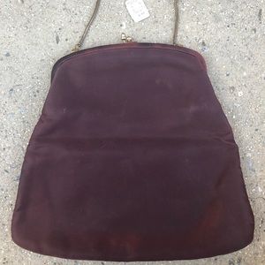 Vintage Ingber Maroon Satin Long Foldable Clutch